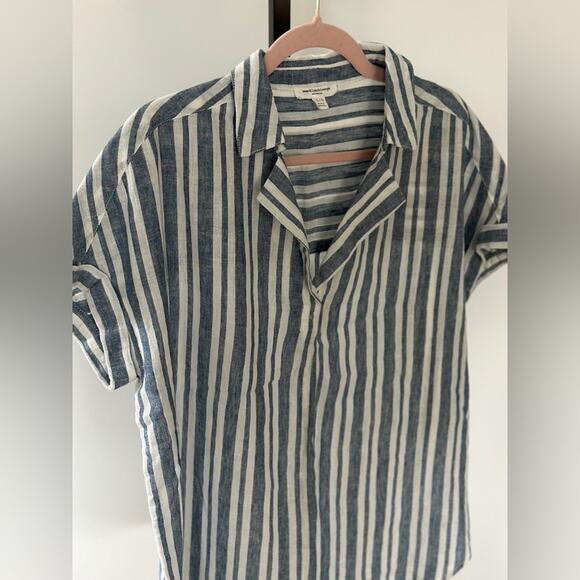 Beach lunch and lounge linen/cotton stripe top, size Large worn once - Picture 3 of 8